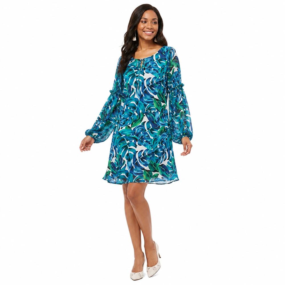Anthropologie Chloe Oliver Dress Womens Size XS Tropical Print Boho Coastal